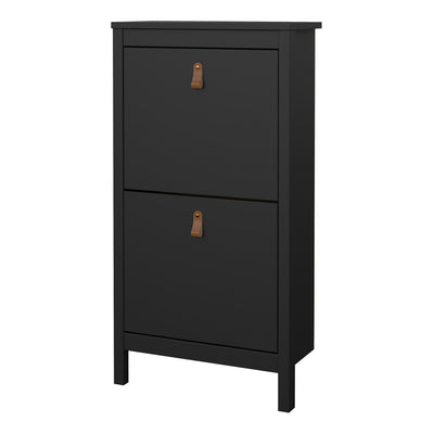 Barcelona Shoe Cabinet 2 Flip Down Doors in Matt Black – FTG, view 3