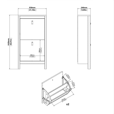 Barcelona Shoe Cabinet 2 Flap Doors in Jackson Hickory Oak – FTG, view 10