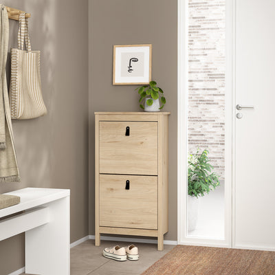 Barcelona Shoe Cabinet 2 Flap Doors in Jackson Hickory Oak – FTG, view 6