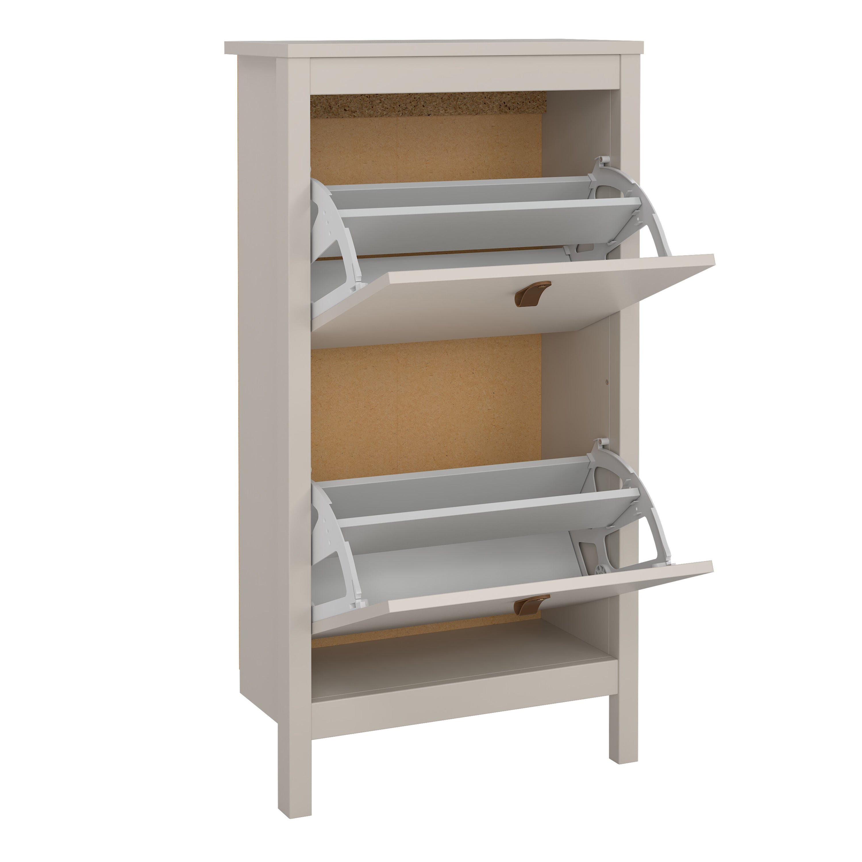 Barcelona Shoe Cabinet 2 Flip Down Doors in Cashmere – FTG, view 7