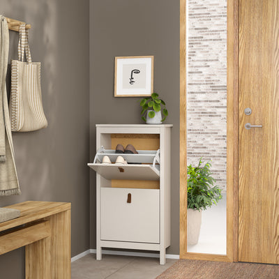 Barcelona Shoe Cabinet 2 Flip Down Doors in Cashmere – FTG, view 2