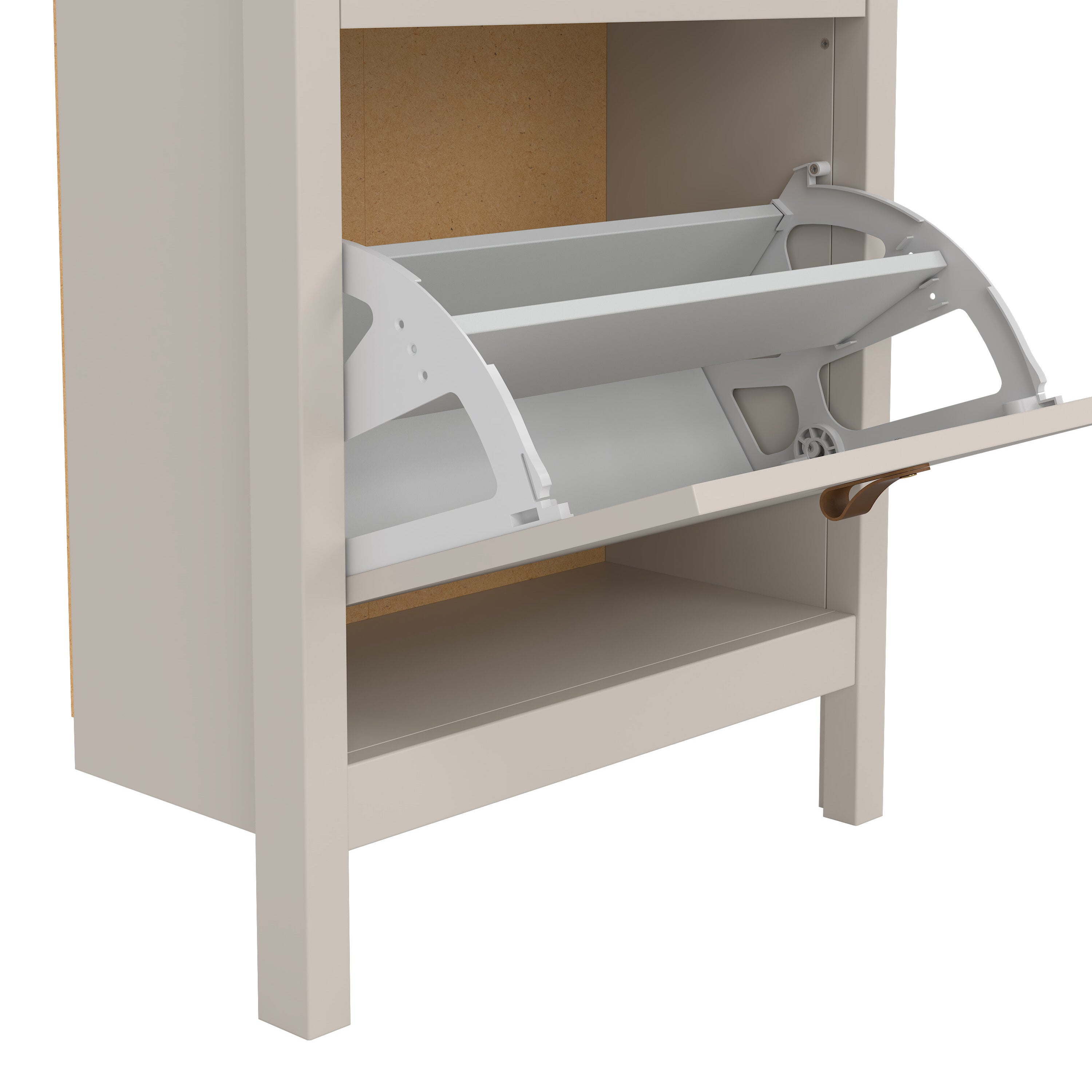 Barcelona Shoe Cabinet 2 Flip Down Doors in Cashmere – FTG, view 9