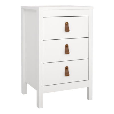 Barcelona Bedside Table 3 Drawers in White – FTG