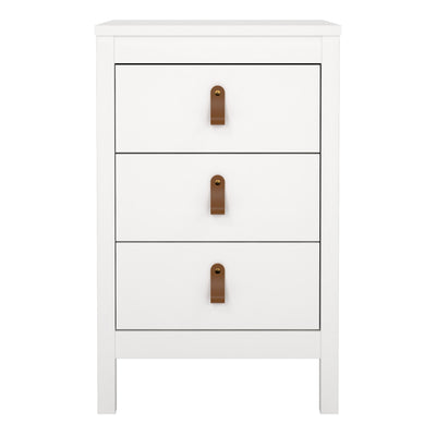 Barcelona Bedside Table 3 Drawers in White – FTG, view 2