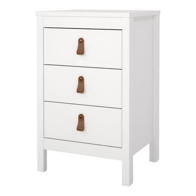 Barcelona Bedside Table 3 Drawers in White – FTG, view 3