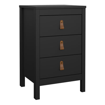 Barcelona Bedside Table 3 Drawers in Matt Black – FTG