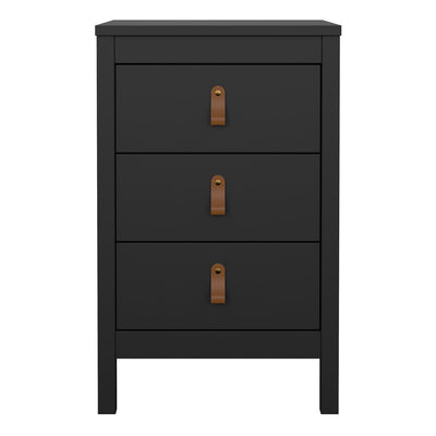 Barcelona Bedside Table 3 Drawers in Matt Black – FTG, view 2
