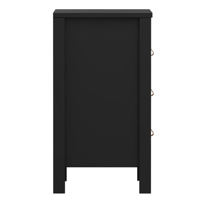 Barcelona Bedside Table 3 Drawers in Matt Black – FTG, view 4