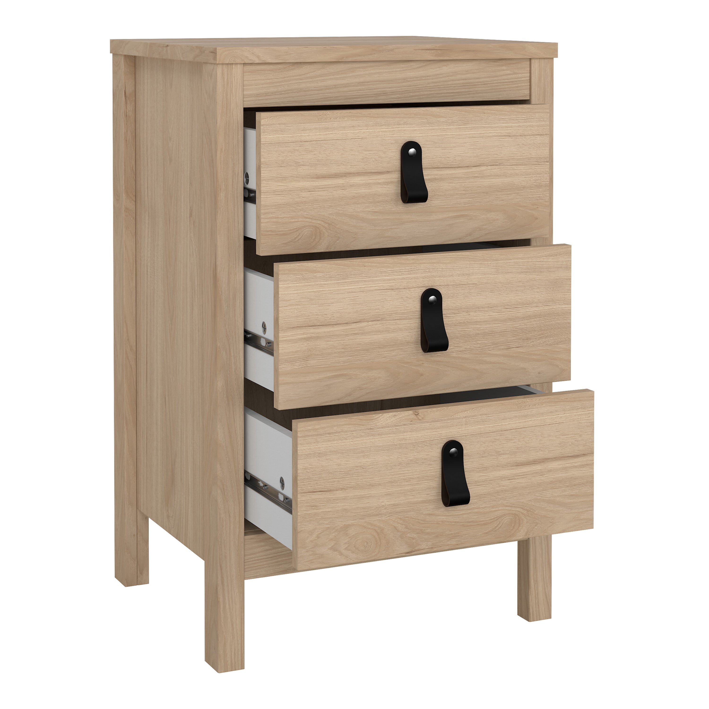 Barcelona Bedside Table 3 Drawers in Jackson Hickory Oak – FTG, view 6