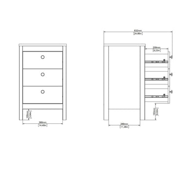 Barcelona Bedside Table 3 Drawers in Cashmere – FTG, view 12