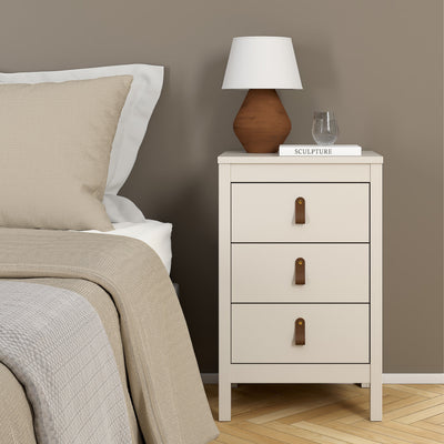 Barcelona Bedside Table 3 Drawers in Cashmere – FTG, view 2