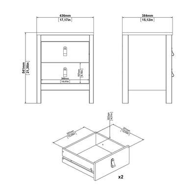 Barcelona Package - Bedside Table 2 Drawers + Chest 5 Drawers + Wardrobe with 2 Doors in Matt Black – FTG, view 5