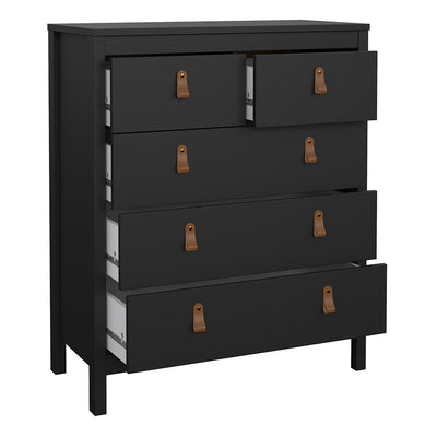 Barcelona Package - Bedside Table 2 Drawers + Chest 5 Drawers + Wardrobe with 2 Doors in Matt Black – FTG, view 7