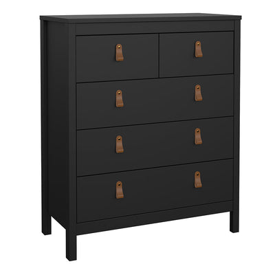 Barcelona Package - Bedside Table 2 Drawers + Chest 5 Drawers + Wardrobe with 3 Doors in Matt Black – FTG, view 6