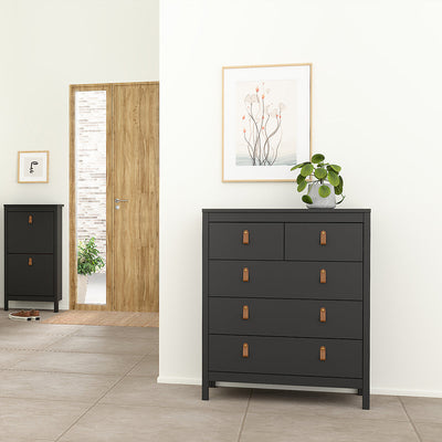 Barcelona Package - Bedside Table 2 Drawers + Chest 5 Drawers + Wardrobe with 3 Doors in Matt Black – FTG, view 8