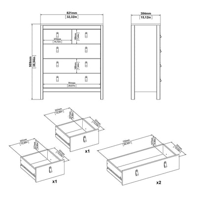 Barcelona Package - Bedside Table 2 Drawers + Chest 5 Drawers + Wardrobe with 3 Doors in Matt Black – FTG, view 9