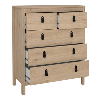 Barcelona Package – Bedside Table 2 Drawers + Chest 5 Drawers + 3 Door Wardrobe in Jackson Hickory Oak