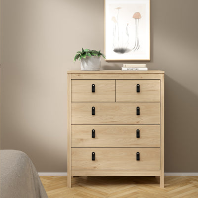 Barcelona Package – Bedside Table 2 Drawers + Chest 5 Drawers + 3 Door Wardrobe in Jackson Hickory Oak