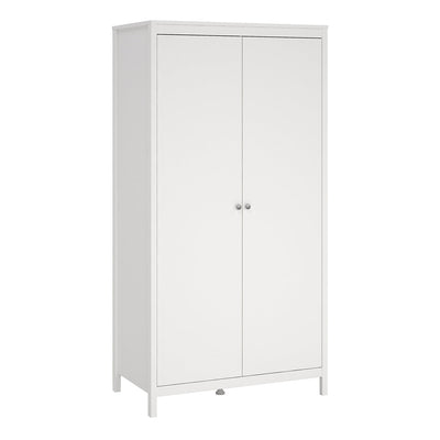 Madrid Package - Bedside Table 2 Drawers + Chest 5 Drawers + Wardrobe with 2 Doors in White – FTG, view 10
