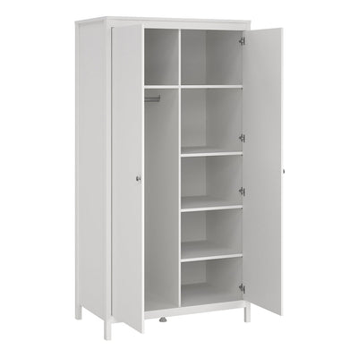 Madrid Package - Bedside Table 2 Drawers + Chest 5 Drawers + Wardrobe with 2 Doors in White – FTG, view 11