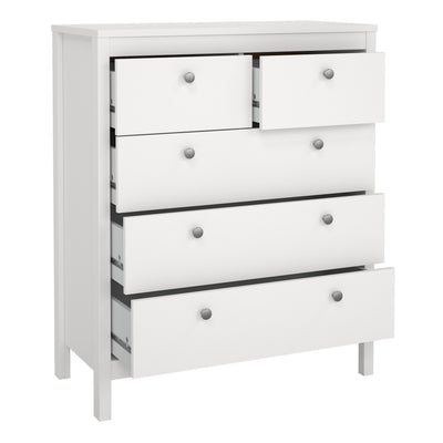 Madrid Package - Bedside Table 2 Drawers + Chest 5 Drawers + Wardrobe with 3 Doors in White – FTG, view 7
