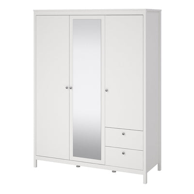 Madrid  Wardrobe with 2 Doors 1 Mirror Door 2 Drawers White – FTG, view 3