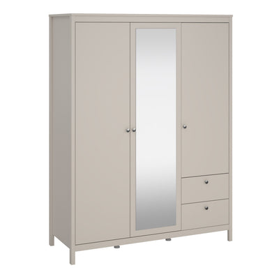 Madrid Wardrobe with 2 Doors + 1 Mirror Door + 2 Drawers in Cashmere – FTG