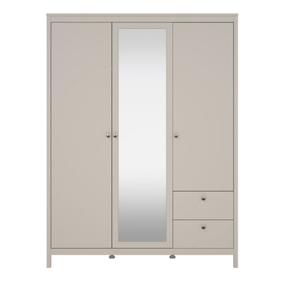 Madrid Wardrobe with 2 Doors + 1 Mirror Door + 2 Drawers in Cashmere – FTG, view 2