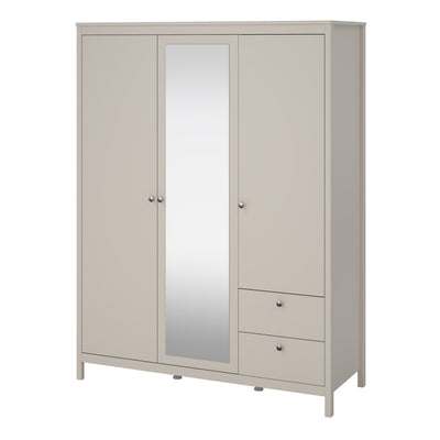 Madrid Wardrobe with 2 Doors + 1 Mirror Door + 2 Drawers in Cashmere – FTG, view 3