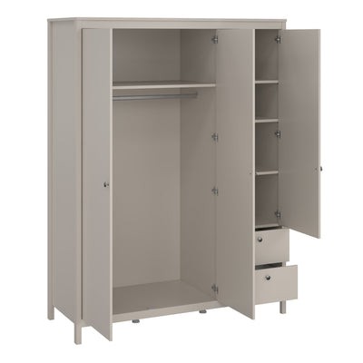 Madrid Wardrobe with 2 Doors + 1 Mirror Door + 2 Drawers in Cashmere – FTG, view 5