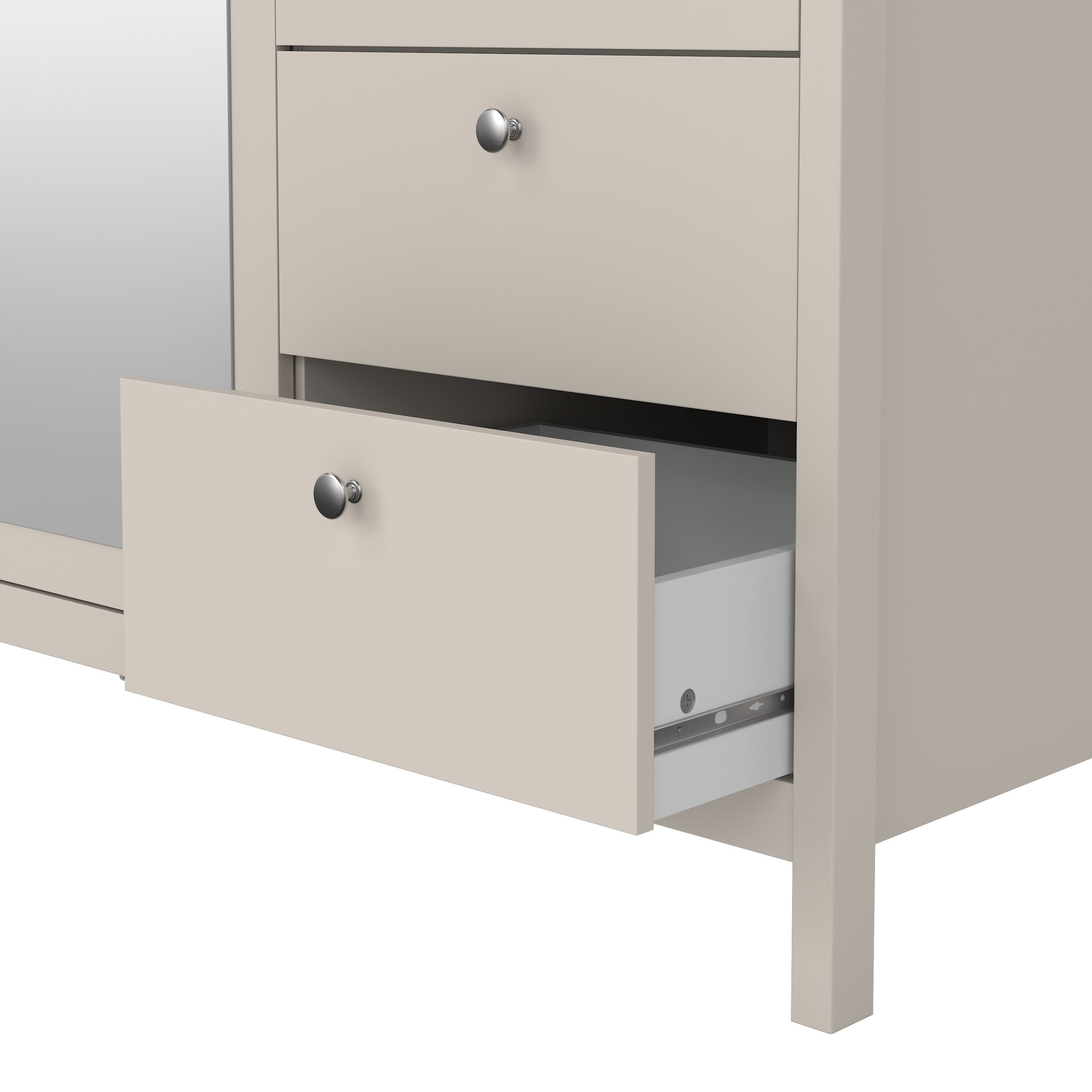 Madrid Wardrobe with 2 Doors + 1 Mirror Door + 2 Drawers in Cashmere – FTG, view 9
