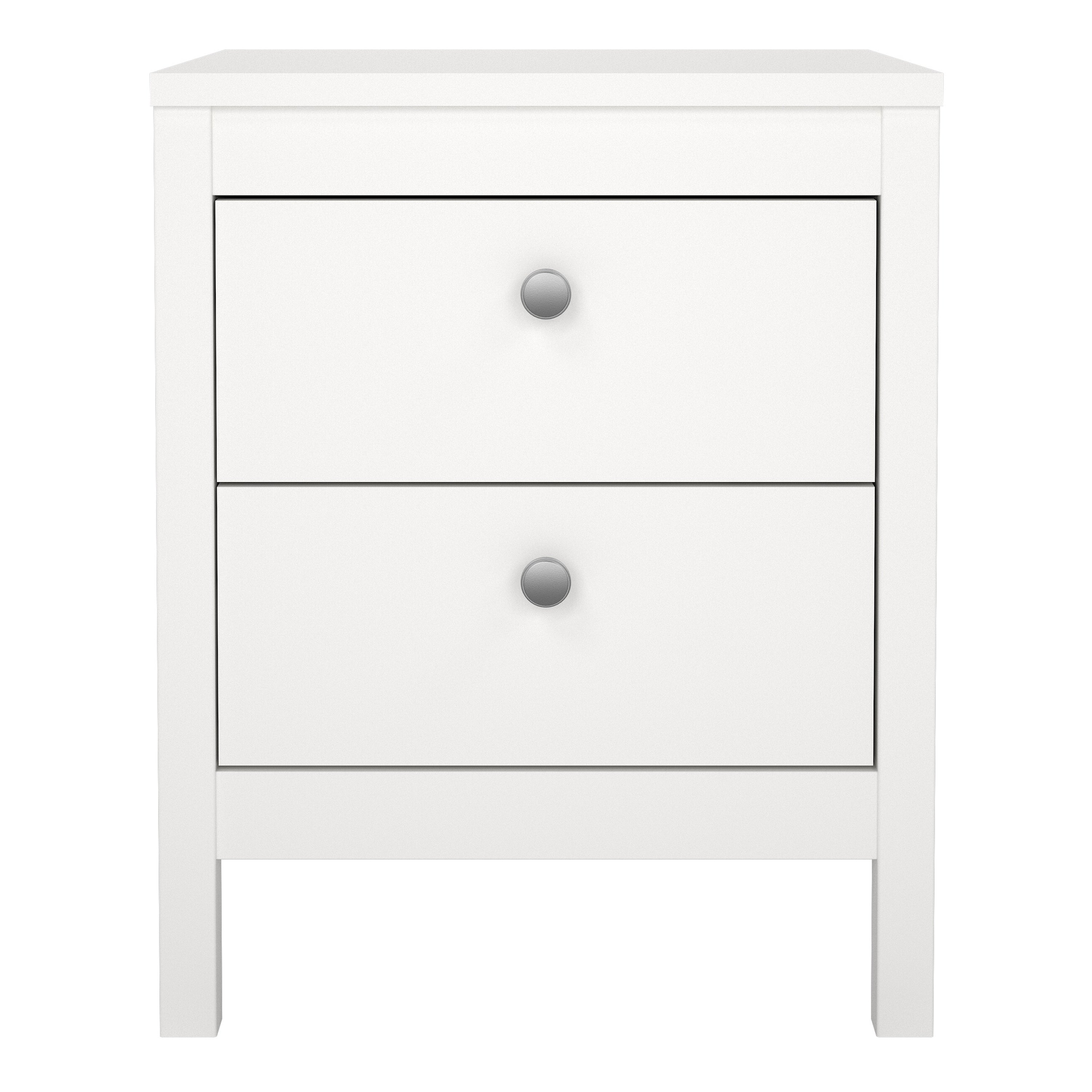 Madrid Bedside Table 2 Drawers in White – FTG, view 2