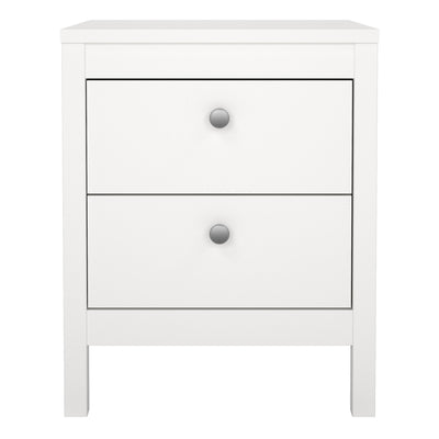 Madrid Bedside Table 2 Drawers in White – FTG, view 2