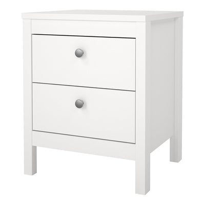 Madrid Bedside Table 2 Drawers in White – FTG, view 3