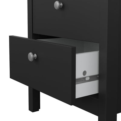 Madrid Bedside Table 2 Drawers in Matt Black – FTG, view 10