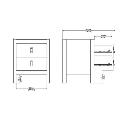 Madrid Bedside Table 2 Drawers in Matt Black – FTG, view 12