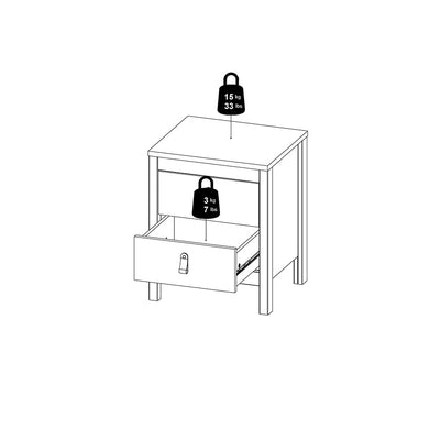 Madrid Bedside Table 2 Drawers in Matt Black – FTG, view 13