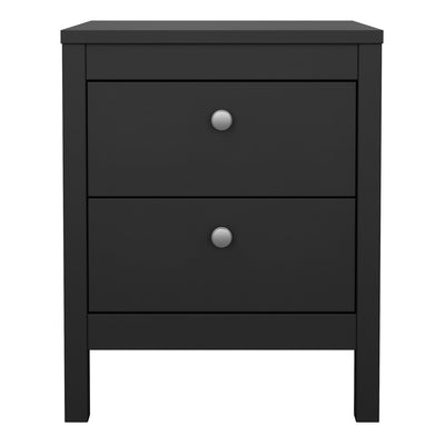 Madrid Bedside Table 2 Drawers in Matt Black – FTG, view 2