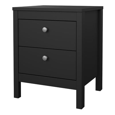 Madrid Bedside Table 2 Drawers in Matt Black – FTG, view 3