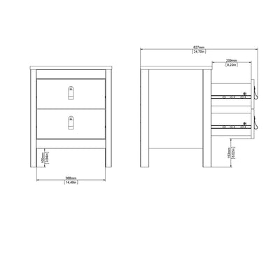 Madrid Bedside Table 2 Drawers in Cashmere – FTG, view 11