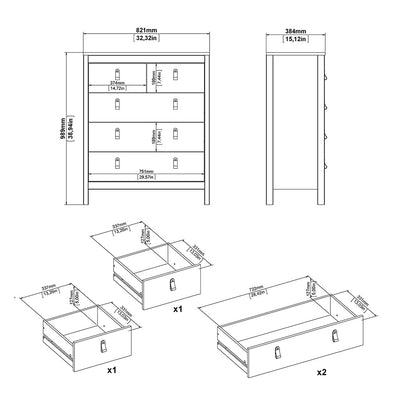 Madrid Chest 3+2 Drawers in Matt Black – FTG, view 12