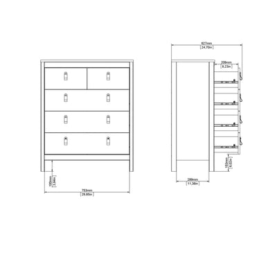 Madrid Chest 3+2 Drawers in Cashmere – FTG, view 12