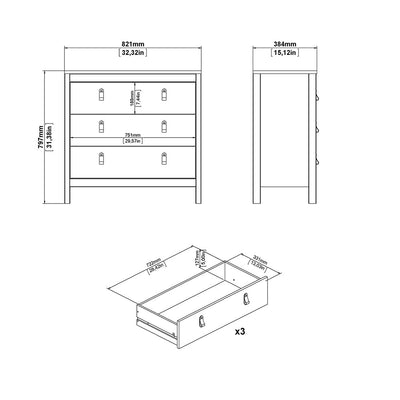 Madrid Chest 3 Drawers in White – FTG, view 10