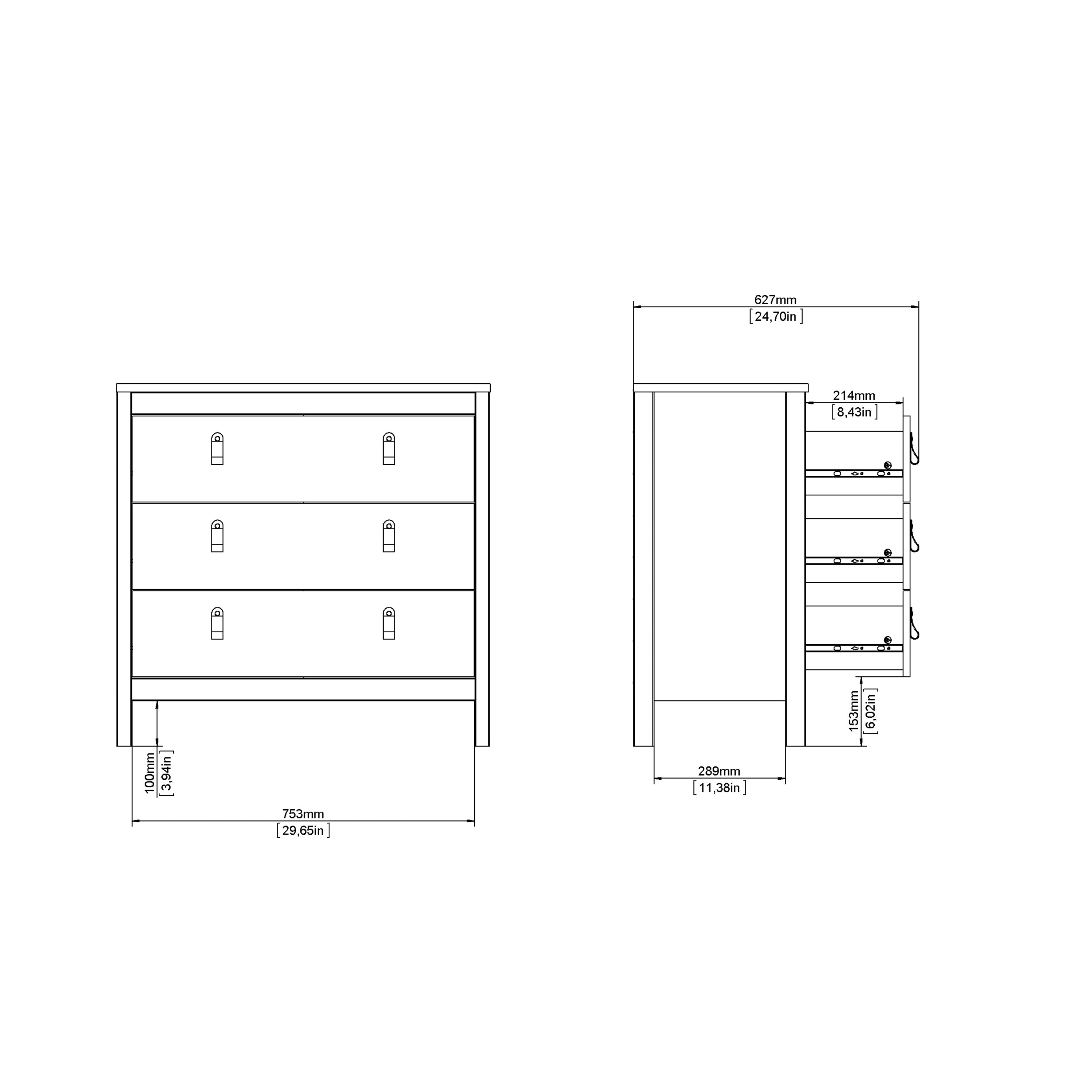 Madrid Chest 3 Drawers in White – FTG, view 11