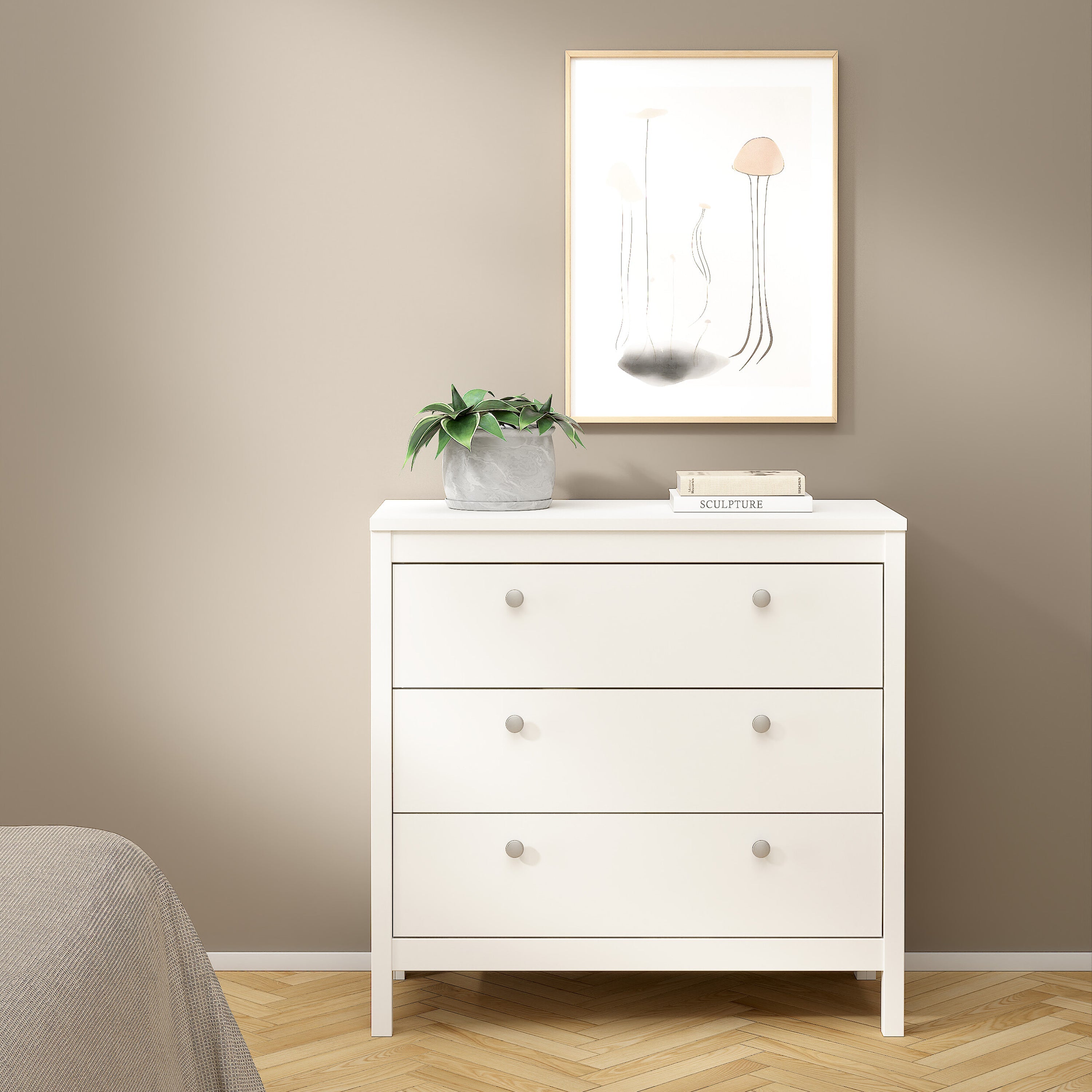 Madrid Chest 3 Drawers in White – FTG, view 6
