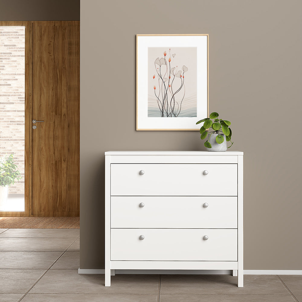 Madrid Chest 3 Drawers in White – FTG, view 7