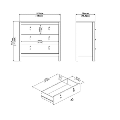Madrid Chest 3 Drawers in Matt Black – FTG, view 11