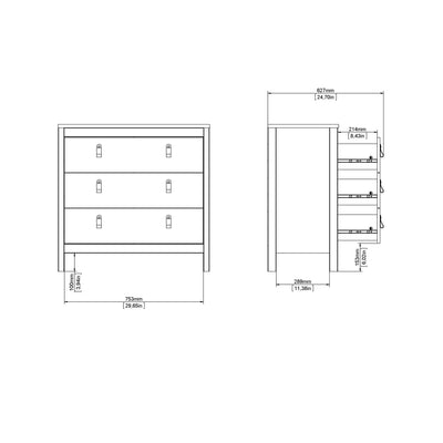 Madrid Chest 3 Drawers in Matt Black – FTG, view 12