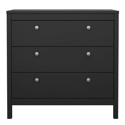 Madrid Chest 3 Drawers in Matt Black – FTG, view 2