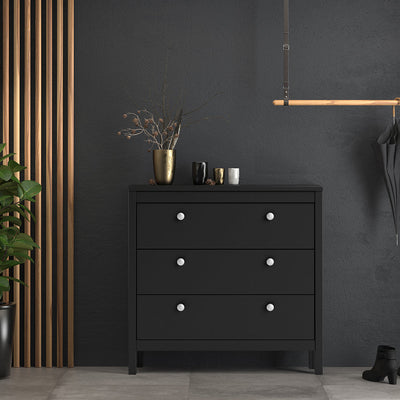 Madrid Chest 3 Drawers in Matt Black – FTG, view 8